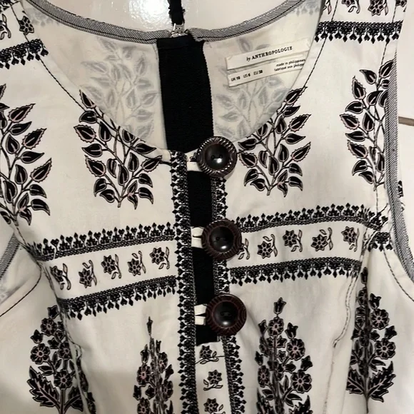 Anthropologie BOHO floral print A line midi  dress pockets zip back sz 6 small - Picture 3 of 6